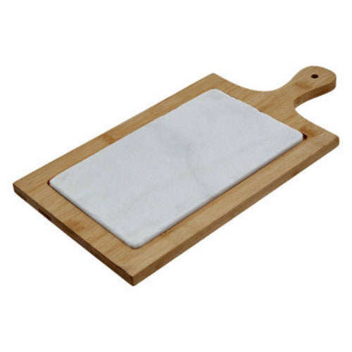 Monzaro White Marble And Bamboo Cheese Board