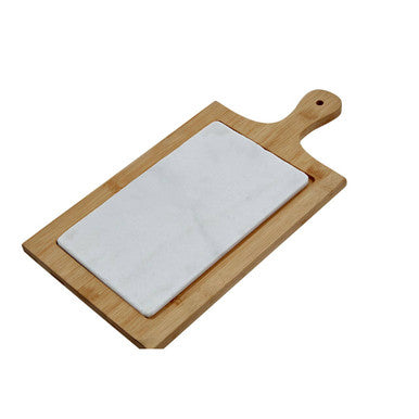 Monzaro White Marble And Bamboo Cheese Board
