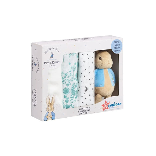 Peter Rabbit Muslin & Soft Toy Gift Set