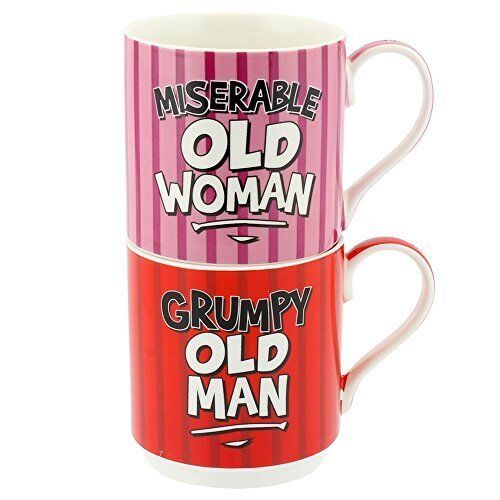 Set 2 Stacking Mugs - Grumpy Old Man & Miserable Old Woman