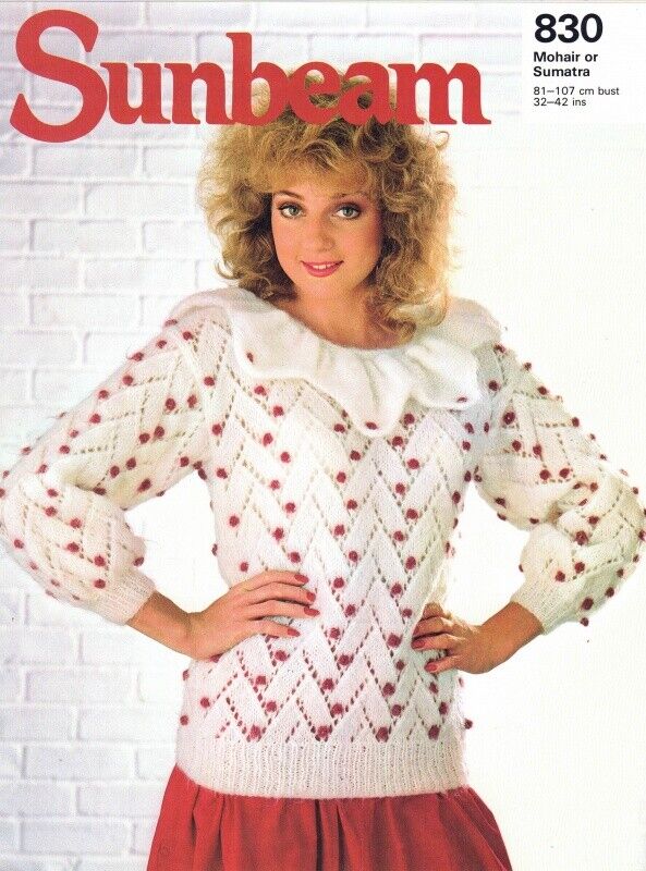 Vintage Sunbeam Knitting Pattern 830 - Lady's Lacy Drop Shoulder Sweater