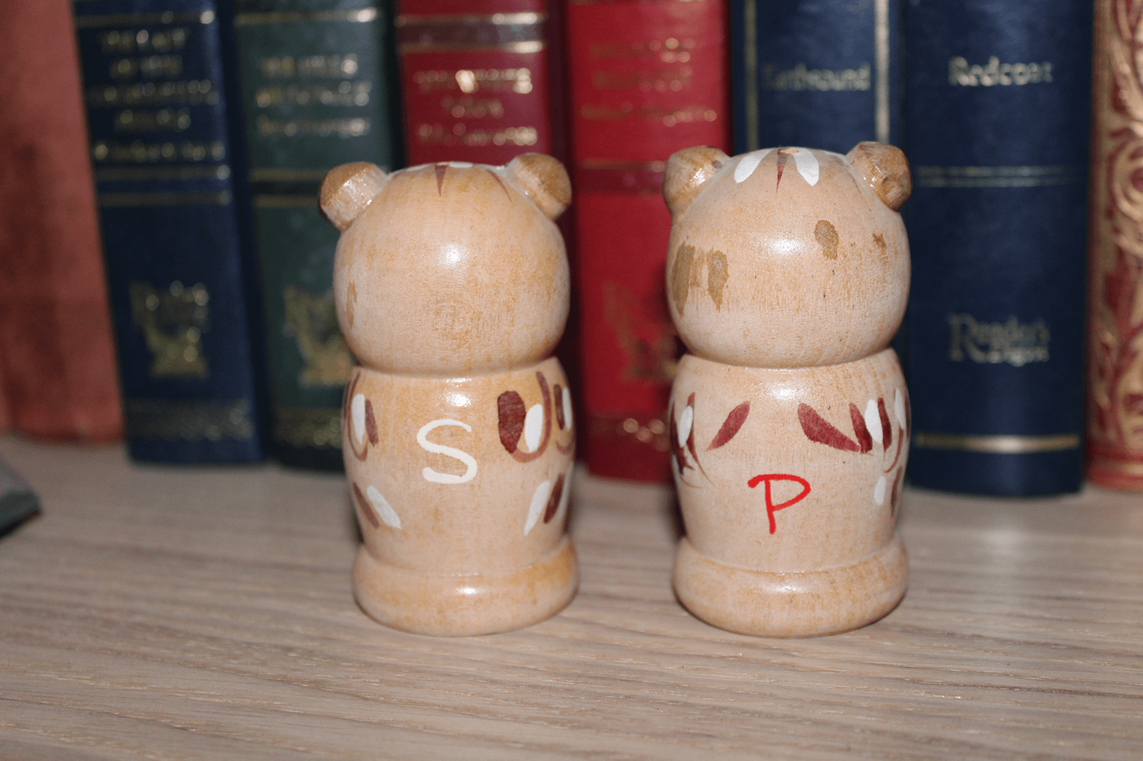 Vintage Turkish Hand Carved Wooden Owl Salt & Pepper Set