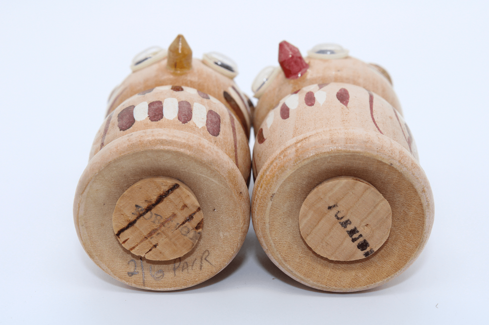 Vintage Turkish Hand Carved Wooden Owl Salt & Pepper Set