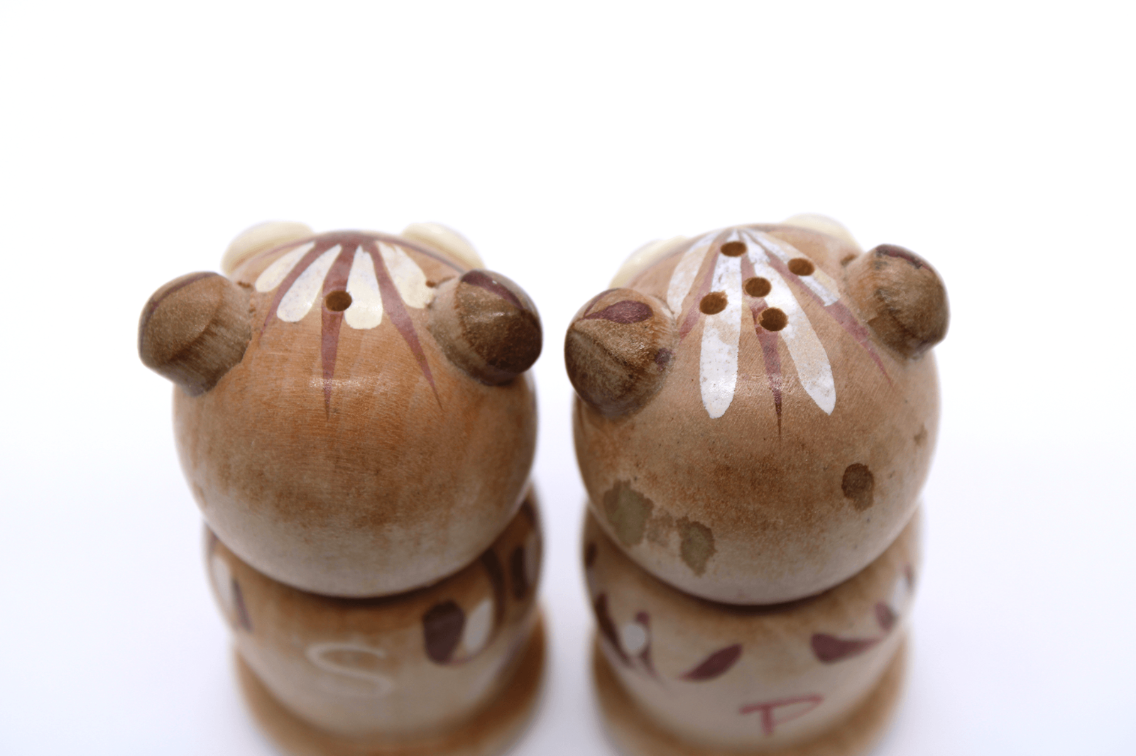 Vintage Turkish Hand Carved Wooden Owl Salt & Pepper Set