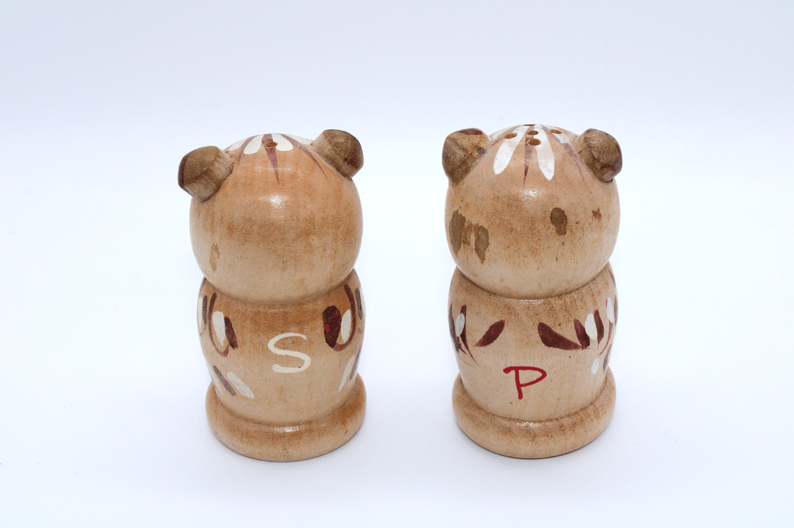 Vintage Turkish Hand Carved Wooden Owl Salt & Pepper Set