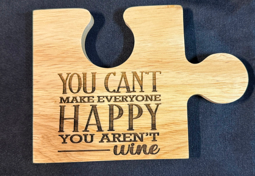 Set 4 Wine Themed Rubberwood Jigsaw Coasters