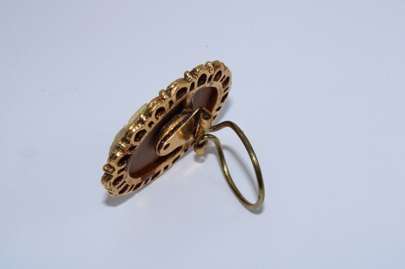 Vintage Brass Cameo Scarf Ring Buckle