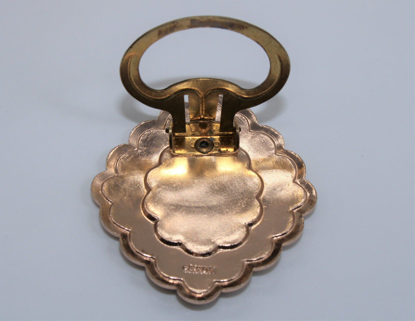 Vintage Silver Scarf Ring with Mother of Pearl Inlay