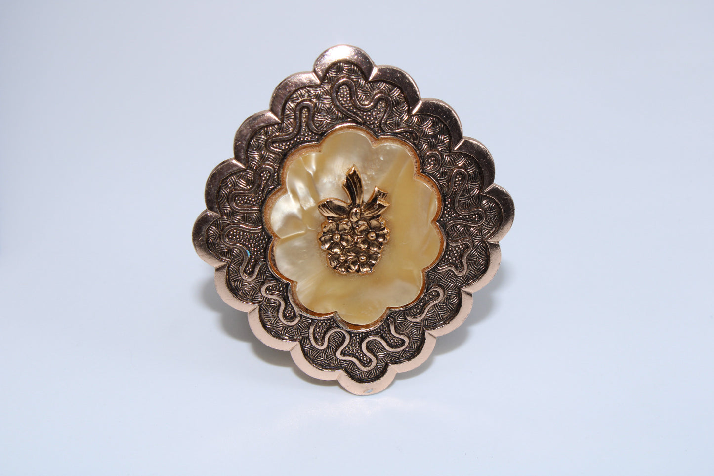 Vintage Silver Scarf Ring with Mother of Pearl Inlay