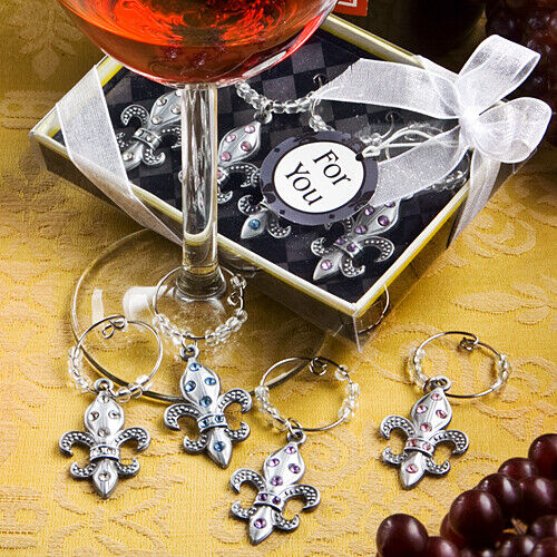 Fleur de lis Design Wine Charm Set