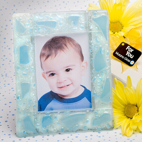 Murano Collection Blue Frosted Finish Picture Frame