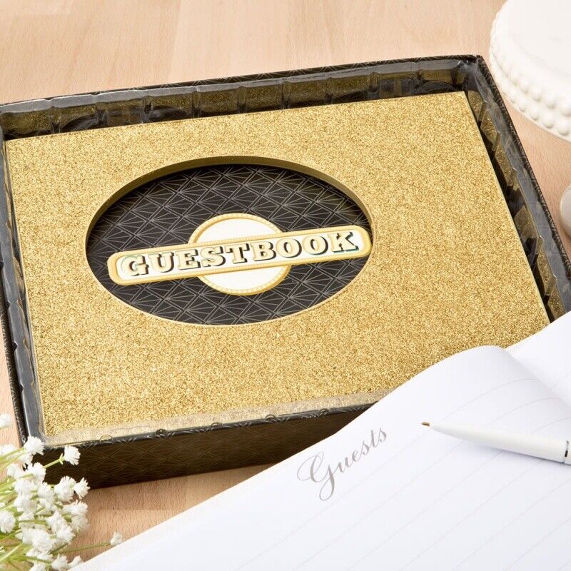 Golden Elegance Wedding Guest Book