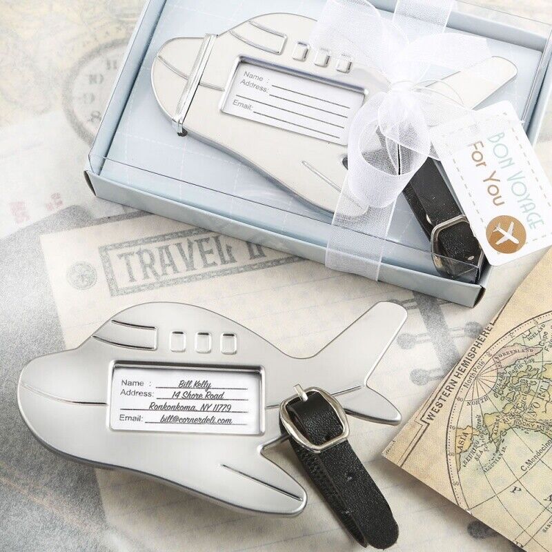 Adorable Silver Metal Aeroplane Design Luggage Tag