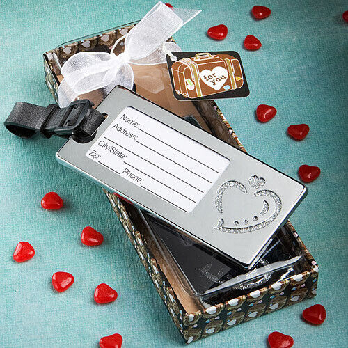 Silver Metal Heart Design Luggage Tag