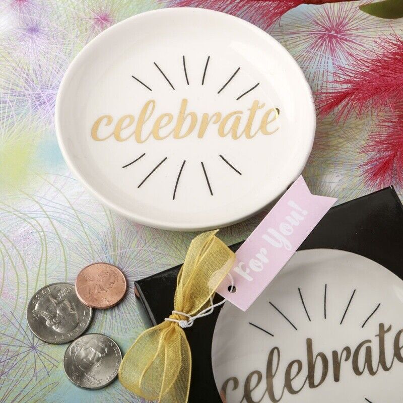 Celebrate White Ceramic Jewellery & Change Dish