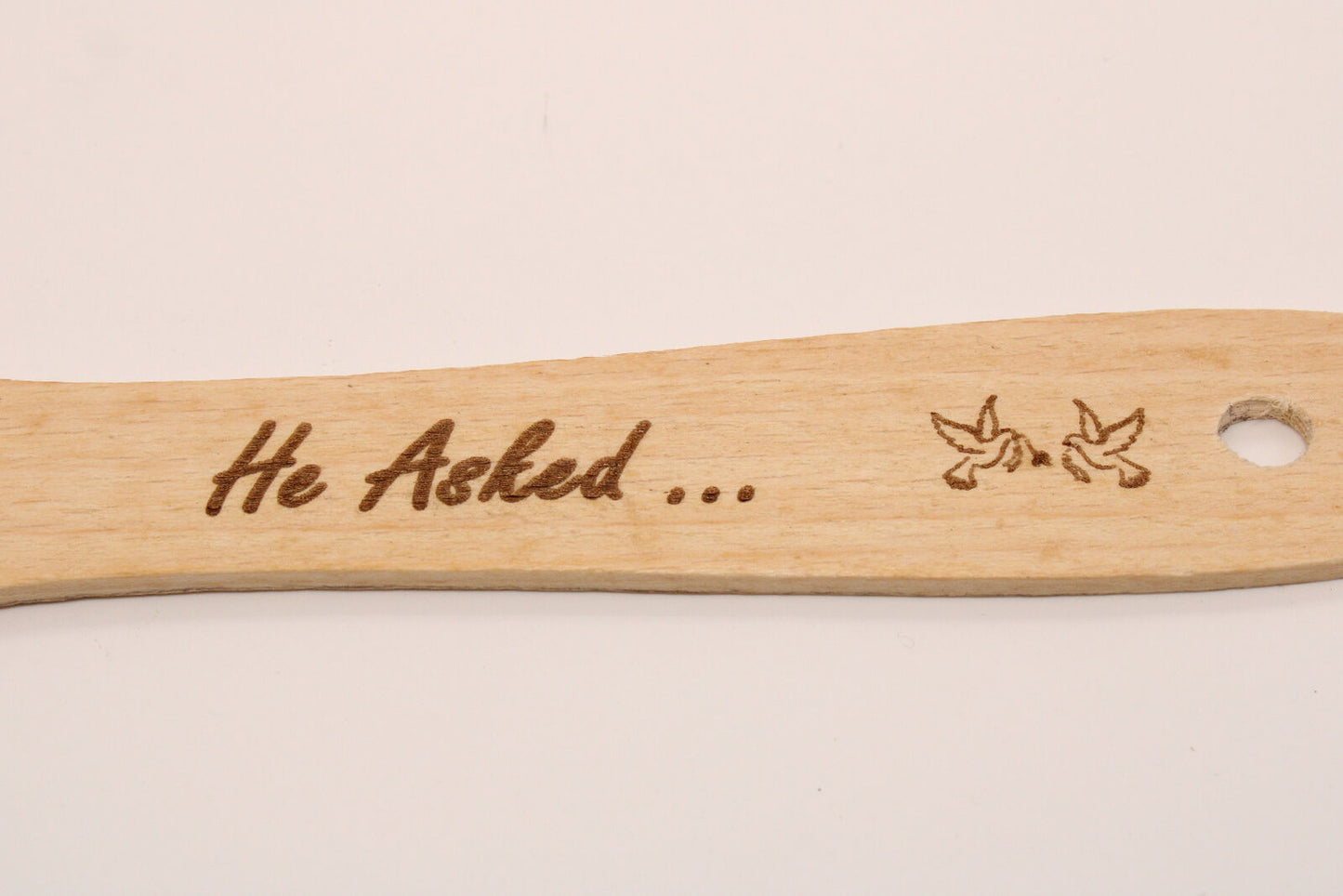 Personalised Wooden Engagement Wedding Spatula - 'He Asked .. She Said Yes'