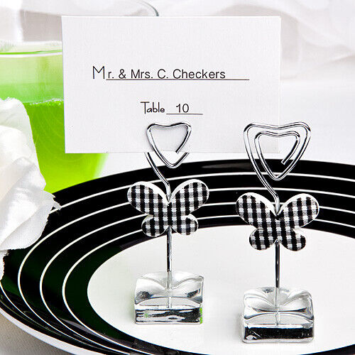 Gingham Butterfly Design Place Card / Photo Holders ~ Choice of Colours