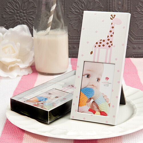 Pink Giraffe Design Metal Photo Frame, 2'' x 3''