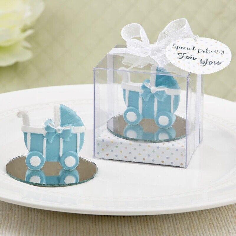 Baby Carriage, Stroller Design Favor With A Round Glass Mirror Bottom Base