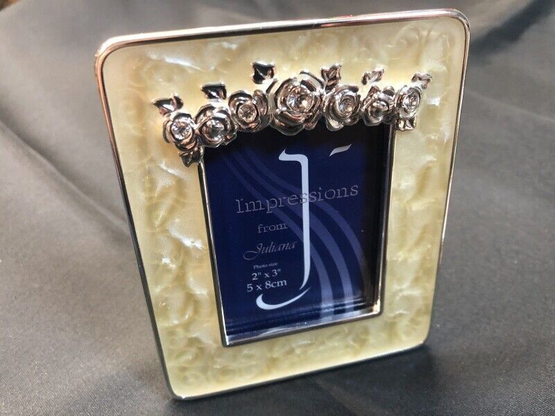 Juliana Silver Plated Photo Frame with Ivory Enamel Inlay