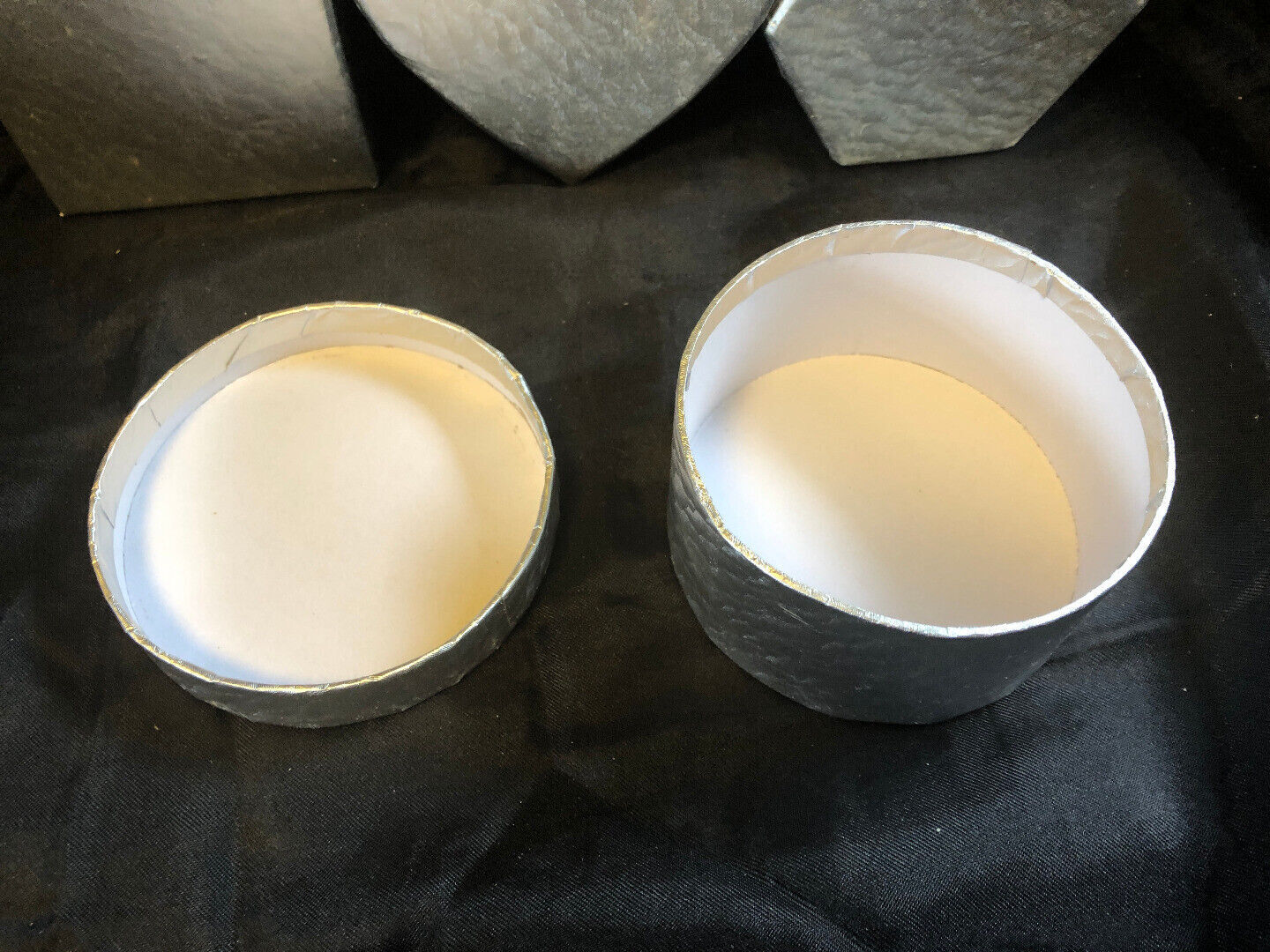 Set 4 Large Silver Favor Gift Boxes