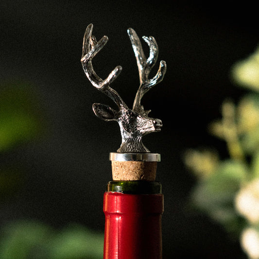 Silver Stag Cork Bottle Stopper