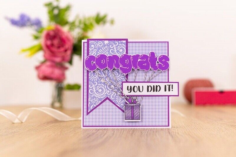 Gemini Stamp & Die Balloon Sentiments - Congrats