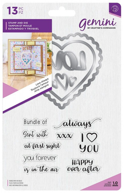 Gemini Shaker Card Stamp and Die Set - Love Always