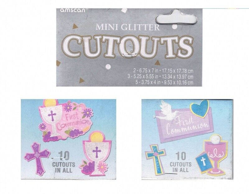 1st Communion ~ Pack 10 Mini Glitter Cutouts