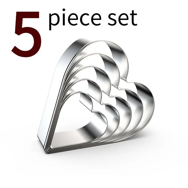 Set 5 Heart Shaped Cookie Cutters