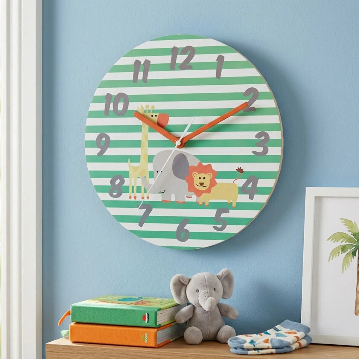 Kids 25cm Dia Safari Wall Clock | Kids Clock