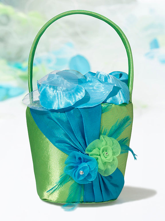 Lillian Rose Blue/Green Flower Basket