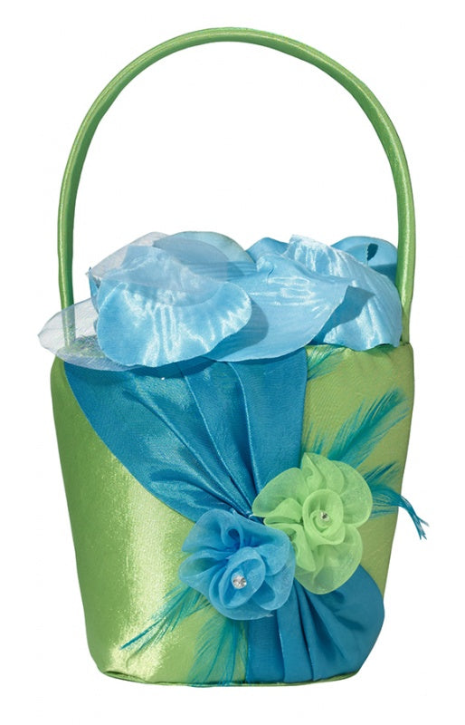 Lillian Rose Blue/Green Flower Basket