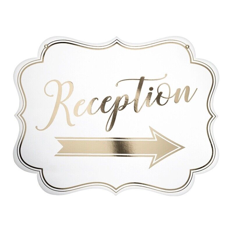 Lillian Rose White & Gold Arrow Reception Sign