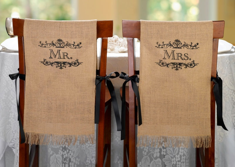 Rustic Mr. & Mrs. Burlap Chair Covers