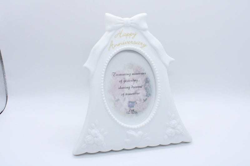 Russ Berrie White Ceramic Anniversary Photo Frame