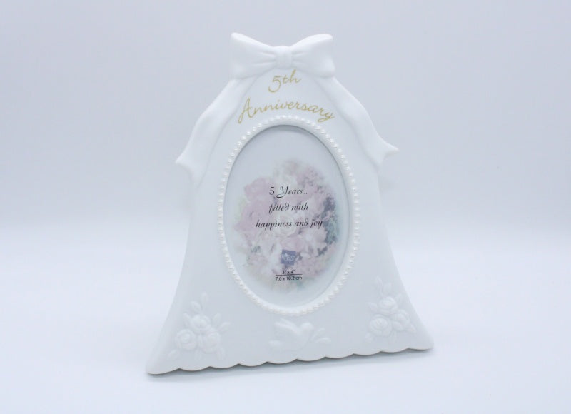 Russ Berrie White Ceramic Anniversary Photo Frame
