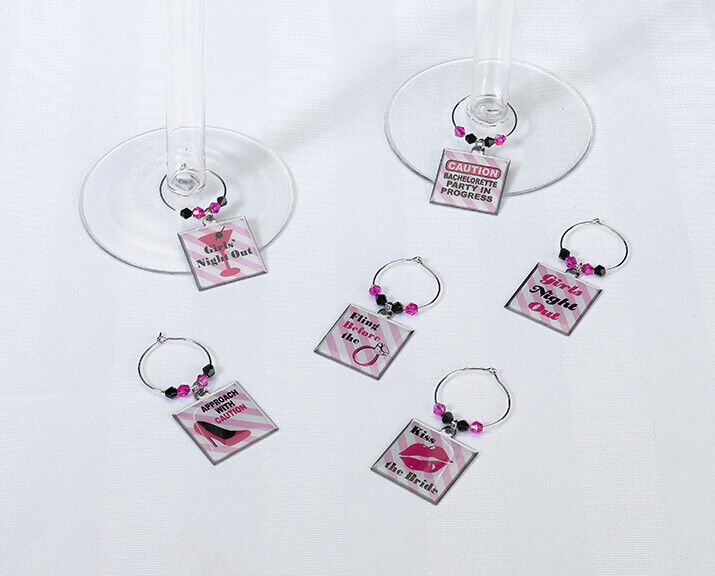 Lillian Rose Hen Night Wine Glass Charms ~ Set 6