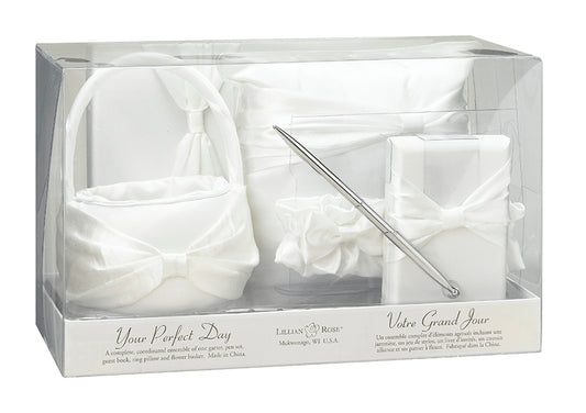 5 Piece Cream Satin Bridal Wedding Accessory Set