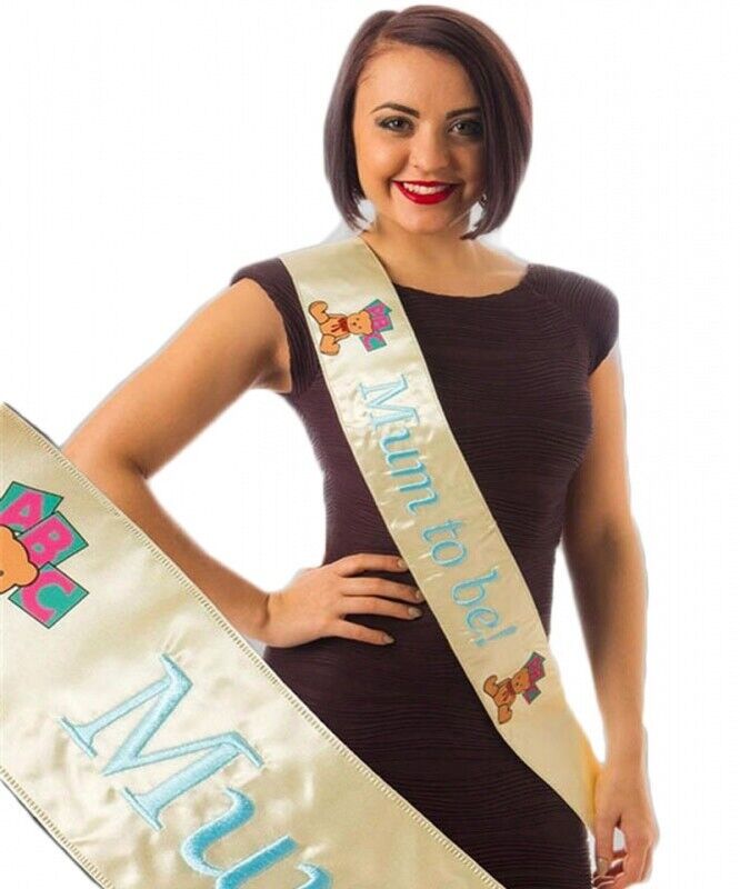 Mum to Be Sash with Embroidered Logo ~ Pink / Blue / Yellow
