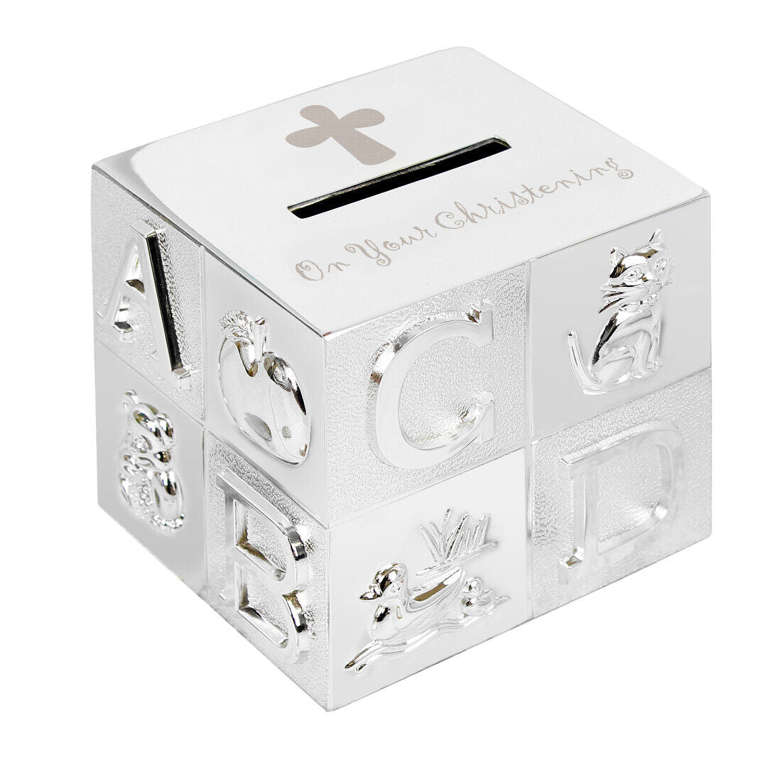 Silver Plated Christening ABC Money Box