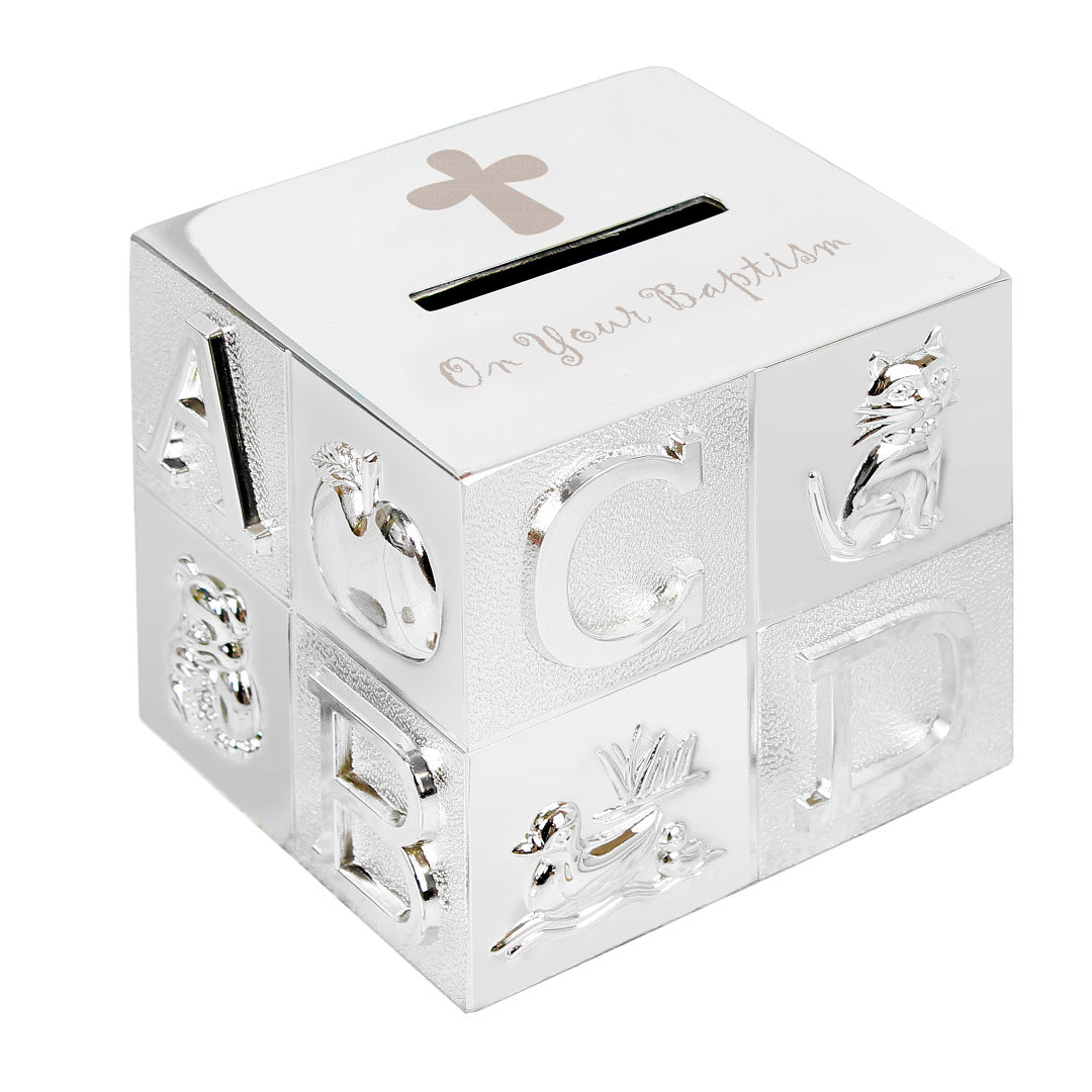 Silver Plated Baptism ABC Money Box