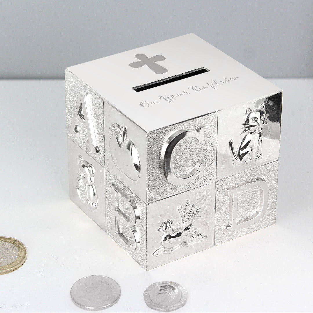 Silver Plated Baptism ABC Money Box