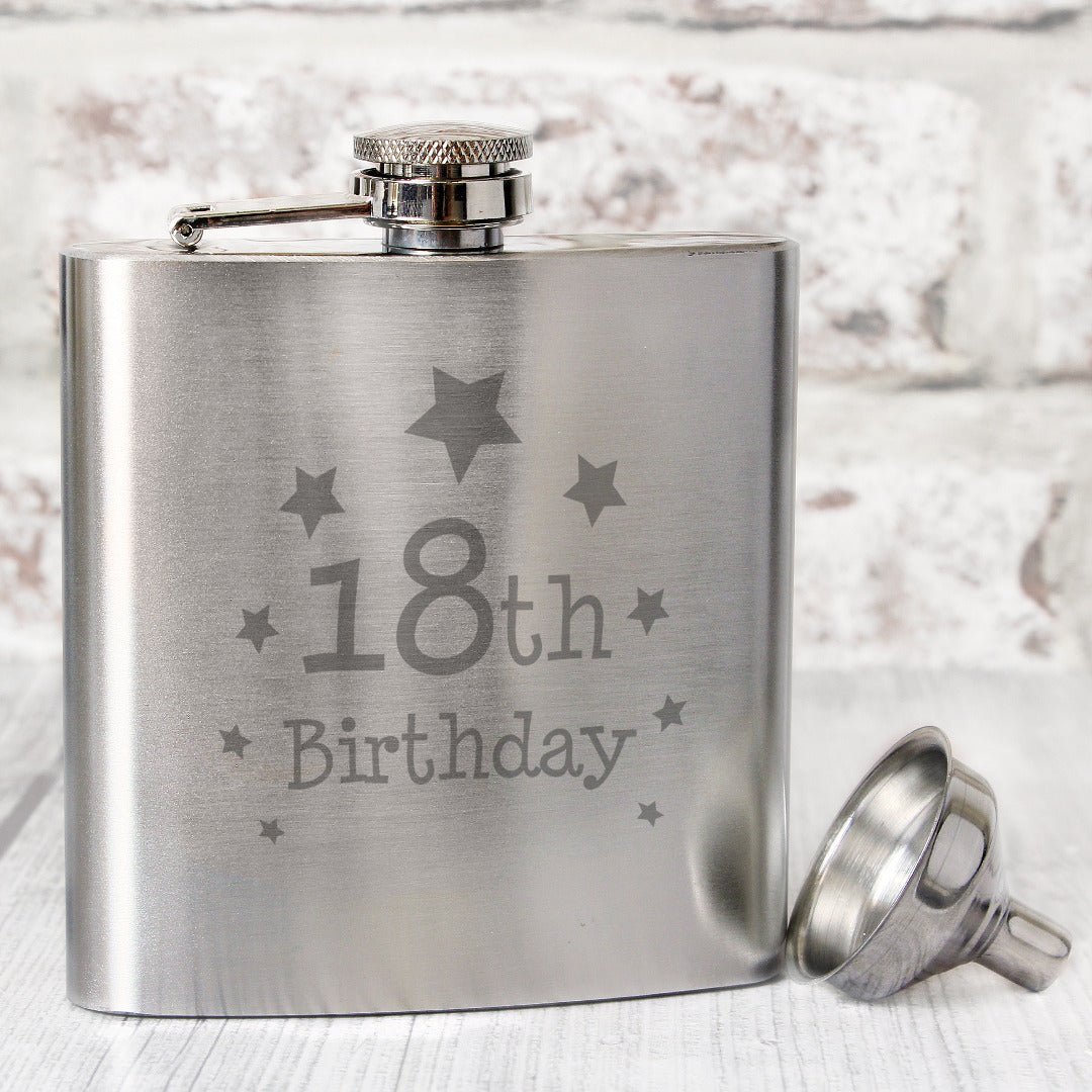 Stainless Steel Birthday 'Number' Hip Flasks - 6oz