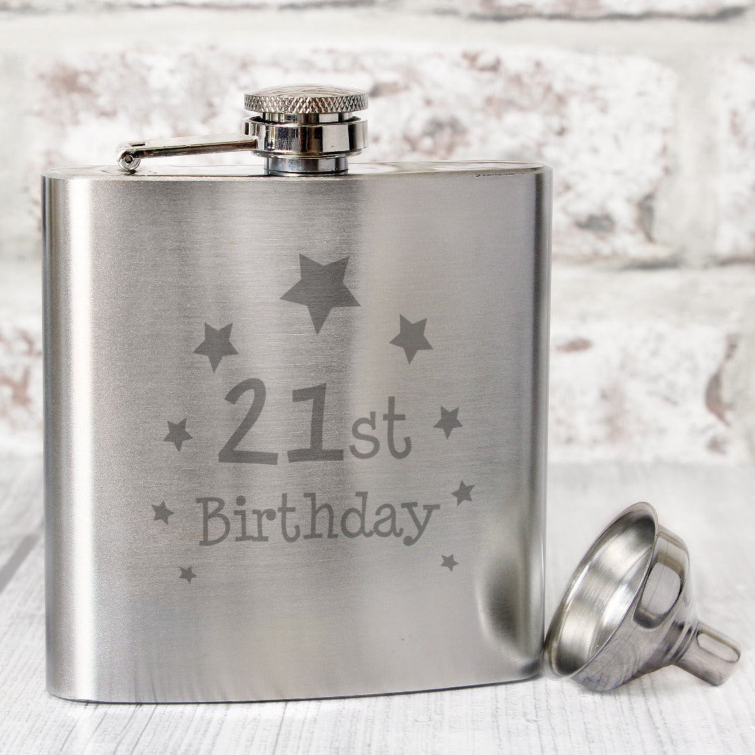 Stainless Steel Birthday 'Number' Hip Flasks - 6oz