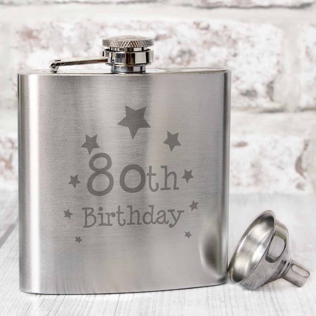 Stainless Steel Birthday 'Number' Hip Flasks - 6oz