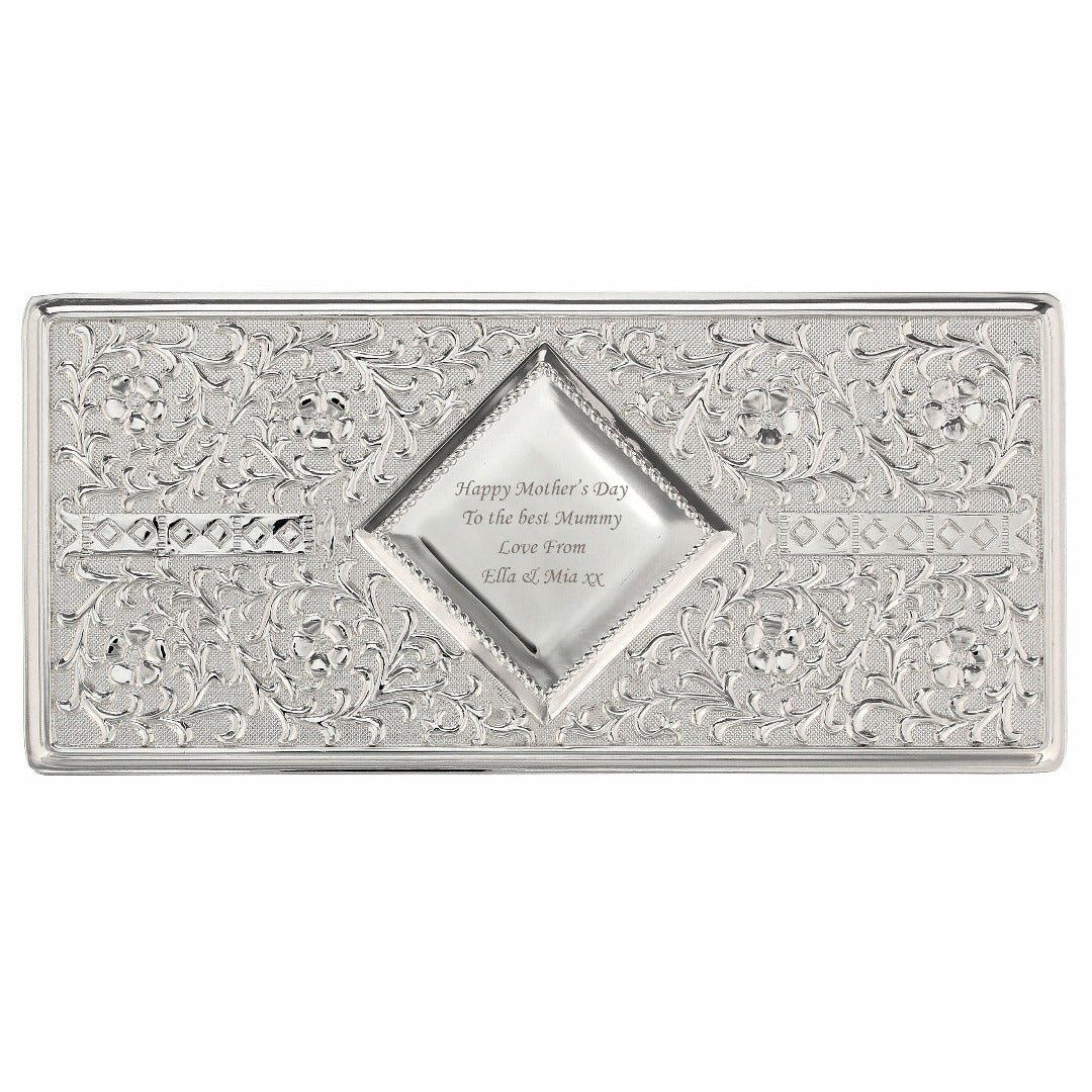 Personalised Antique Silver Plated Jewellery Box