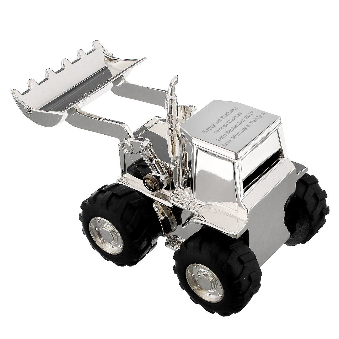 Personalised Silver Plated Digger Money Box