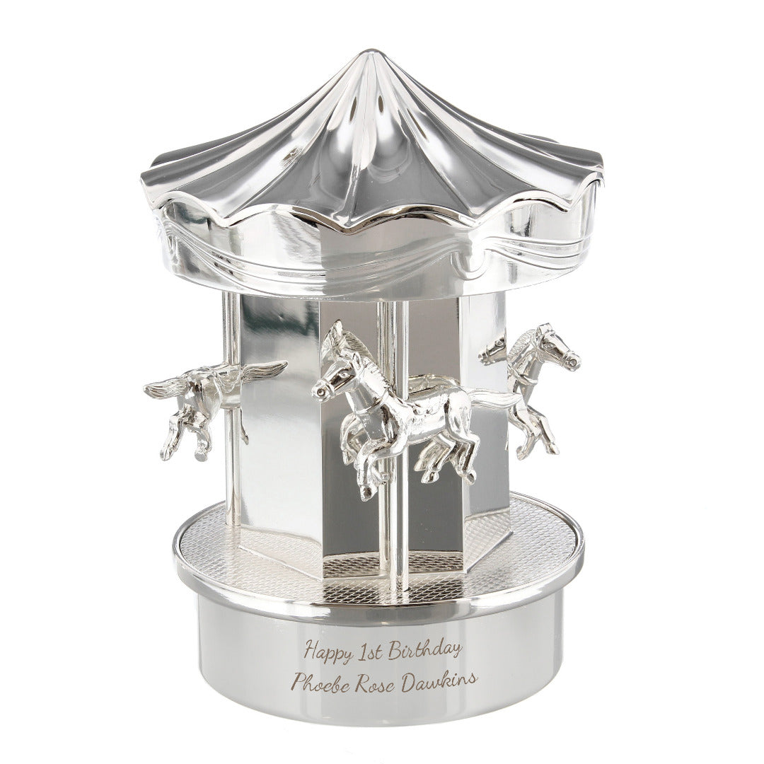 Personalised Silver Plated Carousel Money Box
