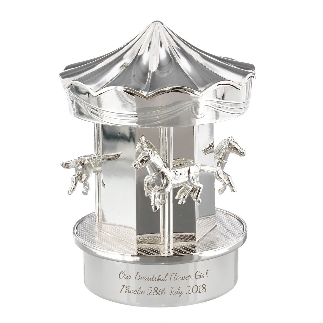 Personalised Silver Plated Carousel Money Box